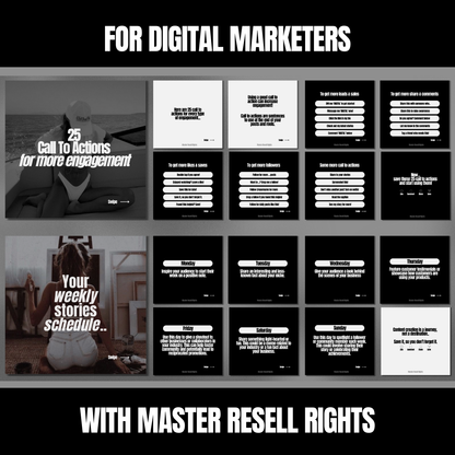 30 Days of Digital Marketing Carousels - PLR Instagram Post Templates