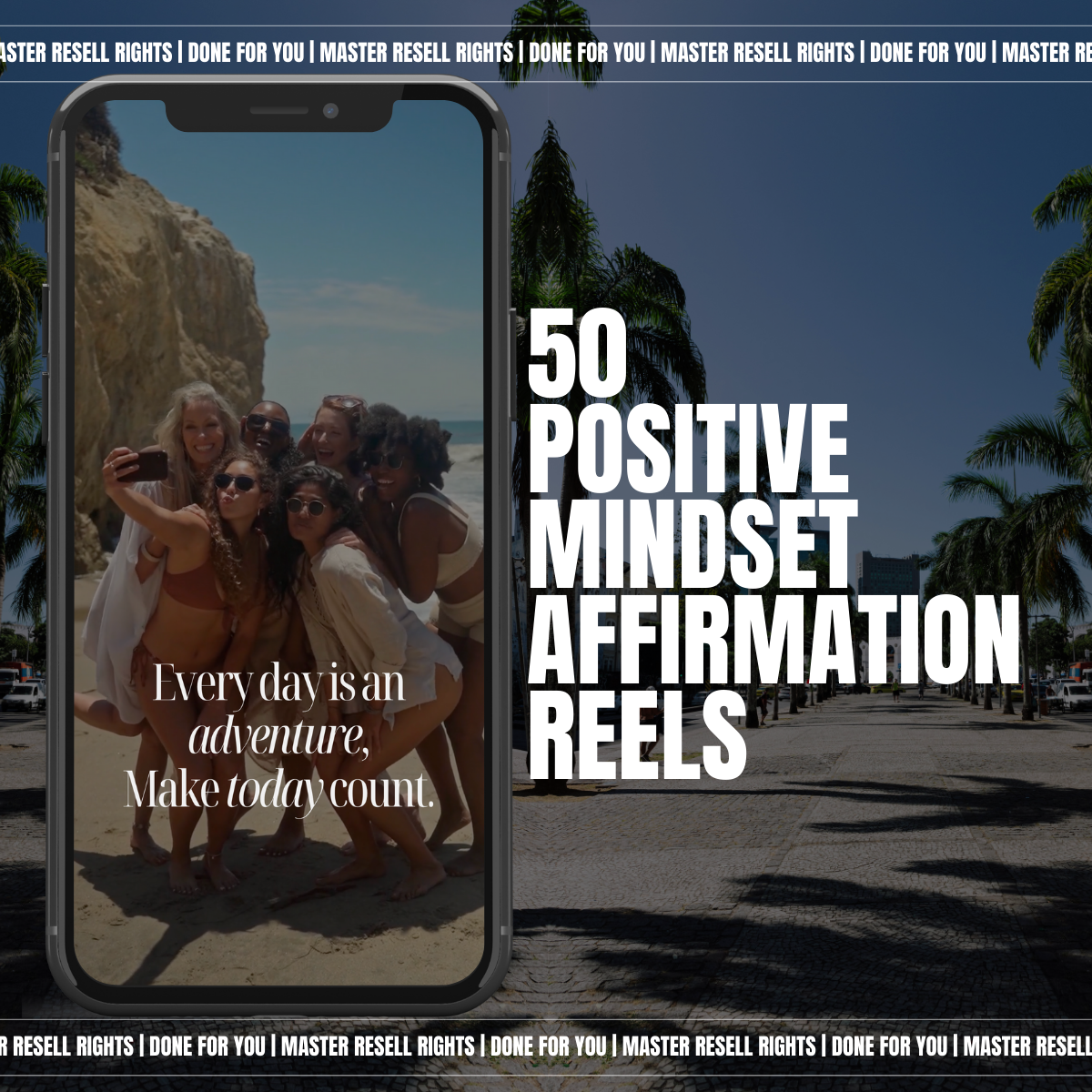 50 Positive Mindset Affirmation Reel Video Templates - PLR & MRR