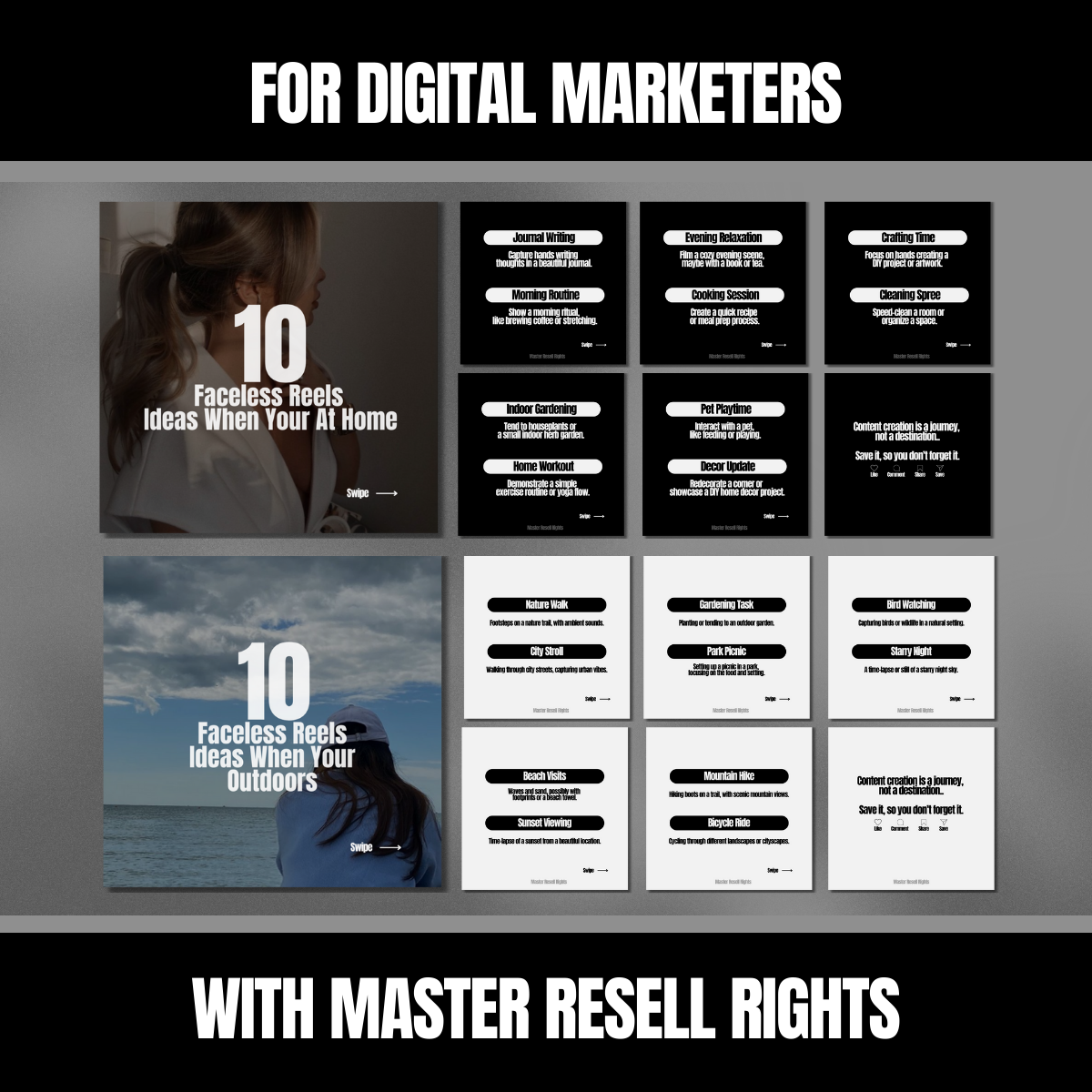 30 Days of Digital Marketing Carousels - PLR Instagram Post Templates