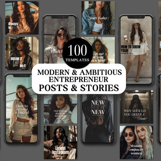 100 Modern & Ambitious Entrepreneur Post & Story Templates w/PLR